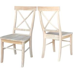 Set of Two X-Back Dining Chairs, Unfinished
