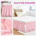 RIMELA Pink Bed Skirt Queen Size 18 Inch Drop, Wrap Around Elastic Bedskirt, Dust Ruffle for Adjustable Bed Base Machine Washable Easy to Install Bed Skirts