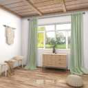 KOUFALL Sage Green Curtains 96 Inches Long 2 Panel Set,Organic Linen Modern Cottage Farmhouse Boho Chic Decor 8FT 8 FT Floor to Ceiling Curtains for Bedroom Living Room