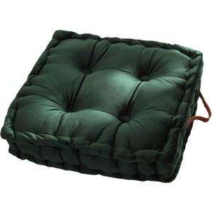 Vctops Square Solid Color Velvet Seat Cushion with Handle Tufted Thicken Chair Pad Tatami Floor Pillow Cushion 16.5"x16.5"x4" Green