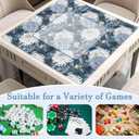 Blue and White Dahlia Floral Mahjong Mat 31.5" x 31.5", Non-Slip Noise Reduction Mahjong Table Cover Accessories and Supplies for Dominoes Poker Card Board and Tile Games Gifts, 80 cm x 80 cm x 3 mm