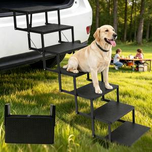 Dog Steps for Car, Truck, SUV, Dog Ramps for Cars with High Traction Surface, Portable Waterproof Dog Stairs for Large Dogs, Supports Up to 250 lbs, 7 Steps