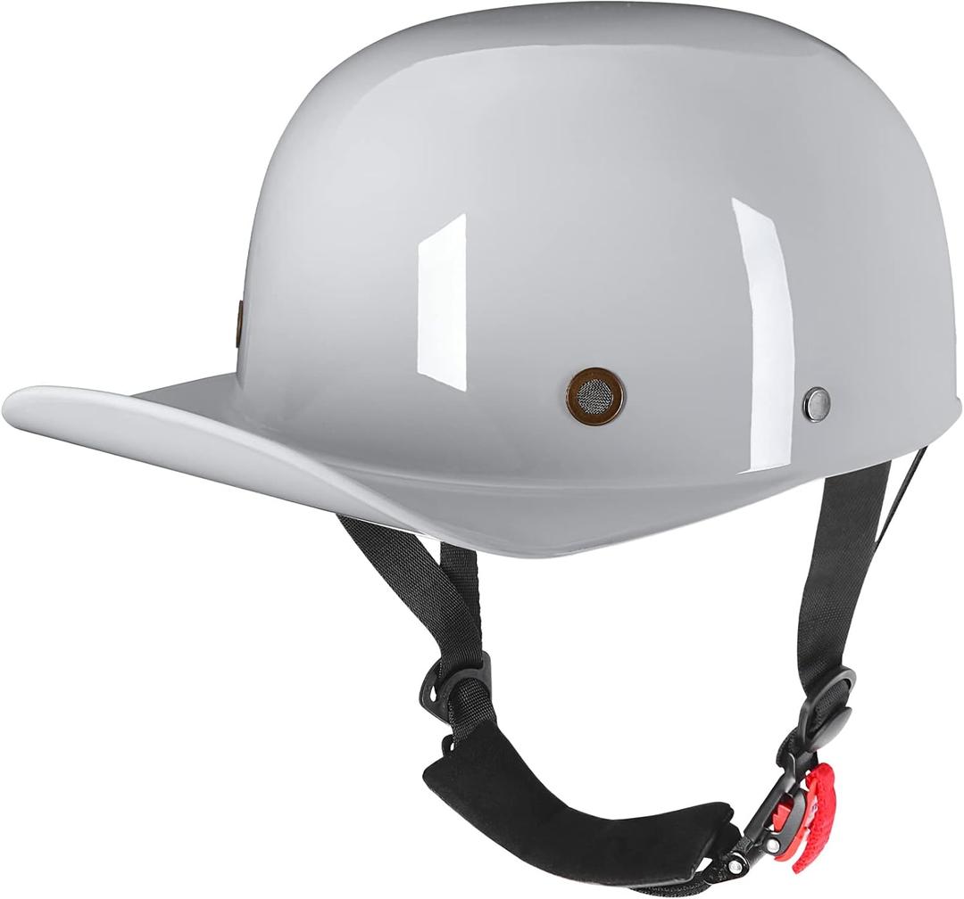 Baseball Style Cap Retro Motorcycle Helmet Unisex-Adult - DOT Approved (Gray)