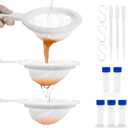Baby Brine Shrimp Net Sieve 80, 120, 200 Mesh kit with 3 Hooks, 3 Pipettes and 5 Storage Tubes for Brine Shrimp Hatchery Filter Fry Eggs and Hatching Baby Fish Separator (14pcs Parts)