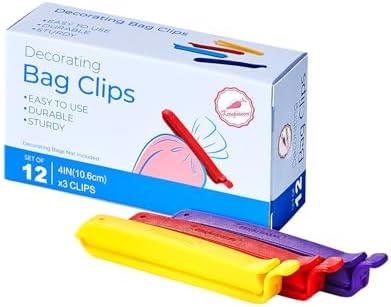 Keenpioneer Bag Sealing Clips for Food and Snack Storage, Decorating/Icing Bag Sealing Clips, 4inch, 12-Piece, 4-Color
