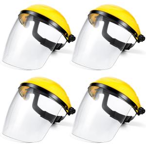 4 Pack Safety Face Shield for Grinding and Cutting, Full Impact Resistant Face Shield Mask for Work Chemical Woodworking (Yellow)