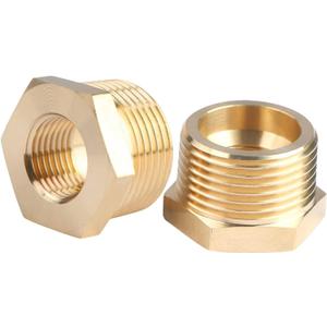 2pcs 1" NPT Male x 1/2" NPT Female Brass Reducer Hex Bushing Threaded Fitting Adapter by CX WONDERLAND