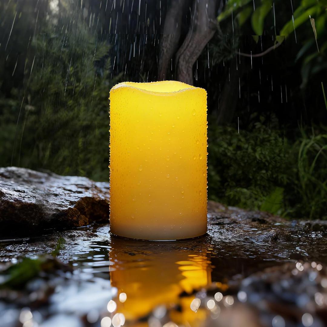 Homemory Large Solar Candles Outdoor Waterproof, 4"x6", Dusk to Dawn, Solar Powered Flameless Candles for Outdoor, Lanterns