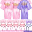 Sintuff 24 Pcs Kids Spa Party Supplies for Girls 6 Spa Party Robes 6 Tote Bags 6 Headbands 6 Eye Masks(Size 8, Purple Birthday)