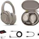 Sony WH-1000XM4 Wireless Noise Canceling Overhead Headphones with Mic for Phone-Call, Voice Control, Silver, with USB Wall Adapter and Microfiber Cleaning Cloth - Bundle