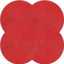Round Christmas Placemats Set of 4 Table Mats for Dining Kitchen Tables Decorations Natural Woven Heat Resistant Place Mats 15 Inch Trivets for Hot Pots and Pans (Red)
