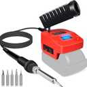 Cordless Soldering Iron Station Tool for Milwaukee M18 18V Battery,Portable Electric Fast Heating Up Soldering Iron with USB&Type C for M18 for DIY,Appliance Repair,Wire Welding(NO Battery) (Red)