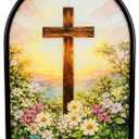 TALPGOD Cross Stand Catholic Ornament Statue Crucifix Stand Acrylic Tabletop Dcor for Home Altar & Desk, Christian Gift for Women & Men