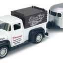 VIIGER Pickup Truck Trailer Towing Toy Camper RV Motorhome Toys for Boys Diecast Model Car Metal Pull Back Toy Cars, 3 4 5 6 7 Year Old Toddler Kids Birthday Gifts Cake Topper Home Office Dcor White