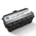 Flemoon Medium Outdoor Electrical Box (11.5x5.2x4 inch), IP54 Waterproof Extension Cord Cover w/6 Cable Entry Ports, Weatherproof Connection Box for Power Strip, Timer, Plug, Holiday Lights, Black