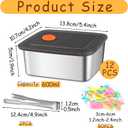 12 Pack 316 Stainless Steel Food Storage Containers with Airtight Lids 12oz BPA Free Leak Proof Metal Fresh-Keeping Containers Metal Food Container for Meal Prep Lunch Picnic Dishwasher Freezer Safe, Medium