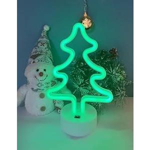 AOSCTELF Neon Light Sign, Christmas Tree LED Neon Signs, Battery/ USB Powered Light Up Acrylic Neon Sign Night Light for Christmas Room Decor