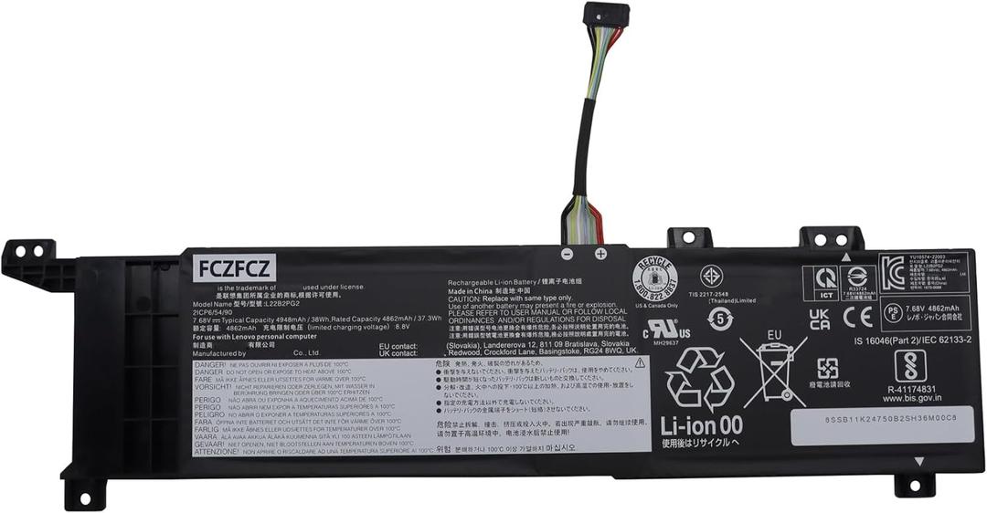 L22B2PG2 Battery 38Wh 4948mAh Replacement for Lenovo V14-G4 AMN 82YT 83GE V15-G4 AMN 82YU 83CQ V15-G4 IAN 82YW Series SB11K24750 5B11K24752 SB11N46008 5B11N45970 L22M2PG2 5B11K24747 7.68V