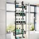 HapiRm 5 Tier Over the Door Shower Caddy, Hanging Shower Caddy with 28 Hooks and 2 Toothbrush Holders, No Drilling Adjustable Hanging Bathroom Organizer - Black