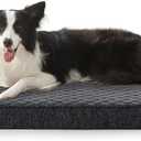 JOEJOY Orthopedic Dog Bed for Large Dogs, Washable Dog Crate Bed Large Sized with Removable Cover, Egg Memory Foam Big Pet Beds, Grey, 35"x22"