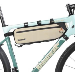 Rhinowalk Bike Frame Bag, Waterproof Bike Triangle Bag, Bicycle Under Top Tube Bag, Corner Pouch Storage Bag, Cycling Accessories, Road Bike Accessories, 2.7L, Beige