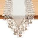 Natural Neutral Earth Tones Beige Floral Lace Table Runner Dresser Scarf 120 inches Long for Home Decor (16 x120, Floral Natural)