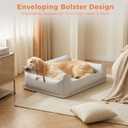 Removable Orthopedic Dog Beds for Large Dogs, Leather Memory Foam Dog Sofa Bed, Waterproof Durable Dogs Bed Couch with Non Skid Bottom for All Pet Sizes (Silver Gray, Large)