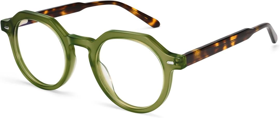 Dollger Blue Light Blocking Glasses For Woman Men Thick Frame Round Non-Prescription Glasses, For Computer Work Gaming, (Leopard)