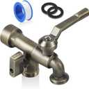 Outdoor Garden Water Faucet with Double Outlet, Outside Wall Mounted Garden Water Faucet with Two 3/4 Inch Brass Ball Valves, Rust & Frost-Proof Outdoor Spigot for Garden Hose (Female, Bronze)