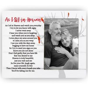 CAIFZ As I Sit in Heaven Memorial Picture Frame Gift for Loss of Loved One, Gift for Sympathy Wooden Photo Frame, 4x6 inch Photo, 2 Pack