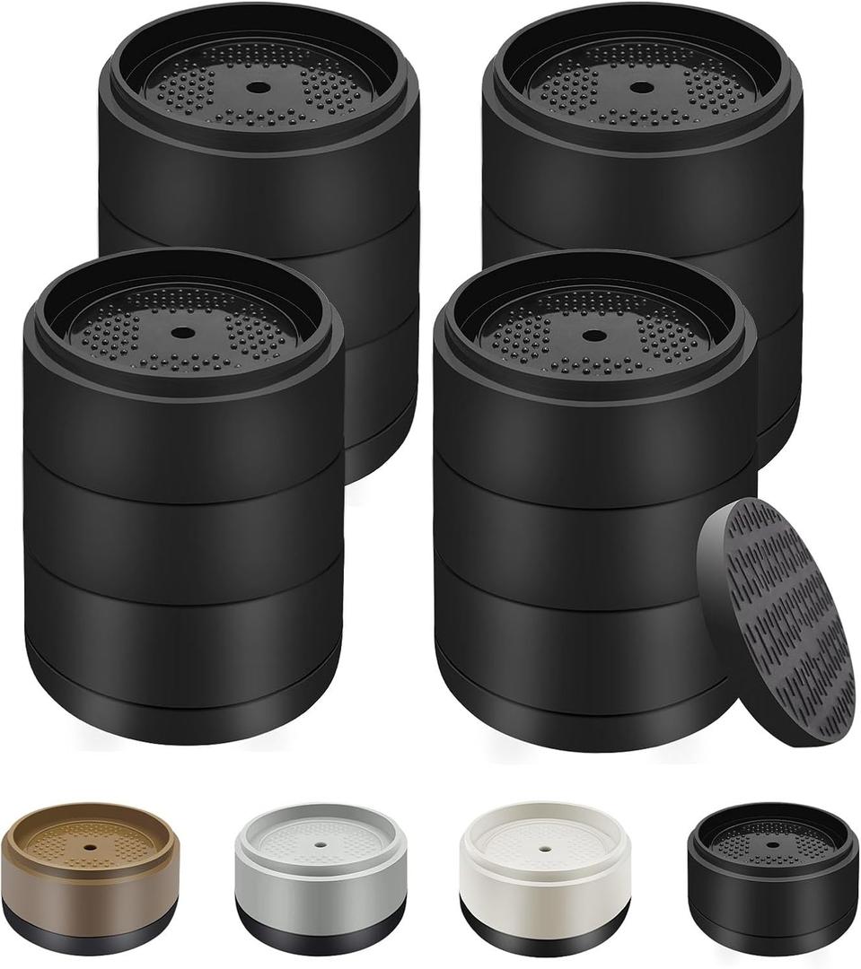 Furniture Risers Bed Risers Heavy Duty 1 inch, 2 inch, 3 inch, 4 inch Round Adjustable Bed Lifts Riser for Desk Legs Table Couch Sofa Chair Refrigerator Washing Machine (1+1+1 Inch, Black, 4 Pack )