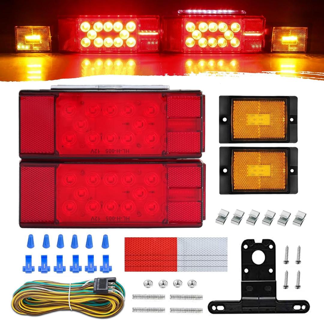Super Bright LED Trailer Light Kit - 12V Submersible Boat Trailer Lights, ldeal for Truck, RV, Boat, Camper Under 80" - High-Intensity Tail Lights, IP68 Waterproof