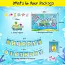 Yellow Happy Birthday Party Decorations Set-Ocean Cartoon Theme Set Including Balloons, Backdrop, Banner, Tablecloth, Hanging Swirls, Cake Cupcake Toppers Birthday Party Decor Supplies for Boys girl