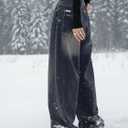 EMMIOL Jeans for Women Wide Leg Baggy Jeans Y2K Casual Loose Boyfriends Trousers Vintage Streetwear (Medium, Blue-(warm Fleece Lined))