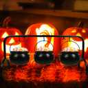 Halloween Cauldron on Rack - Set of 3 Witches Serving Bowls, Candy Bowl, Black Plastic Decor for Party Decoration