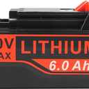 Futurebatt [1Pack] 6.0Ah HIGH OUTPUT Long-lasting 20V Lithium Battery for Black and Decker 20 VOLT LB20 LBX20 LBXR20 LBXR20B LBXR2020 LBX4020 LB2X4020 LST220 Tool Battery