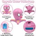 Water Table Pump, Octopus Rechargeable Battery Powered Water Pump for Kids 3 Hours Non-Stop Fun Water Play Table Accessories Outdoor Summer Water Toys for Toddlers Backyard Beach Pink