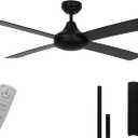 52 Inch Ceiling Fan without lights Black finish,Remote Control,Dual Finish Blades,Indoor ETL Listed,Bedroom,Living Room,Kitchen,Dining Room, Patios,Farmhouse(Black without Light)