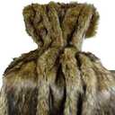 Thomas Collection Brown Fur Throw Blanket and Bedspread - Brown Wolf Faux Fur - Light & Dark Brown Faux Fur - Luxury Throw Blanket & Bedspread, Handmade in US, 16406