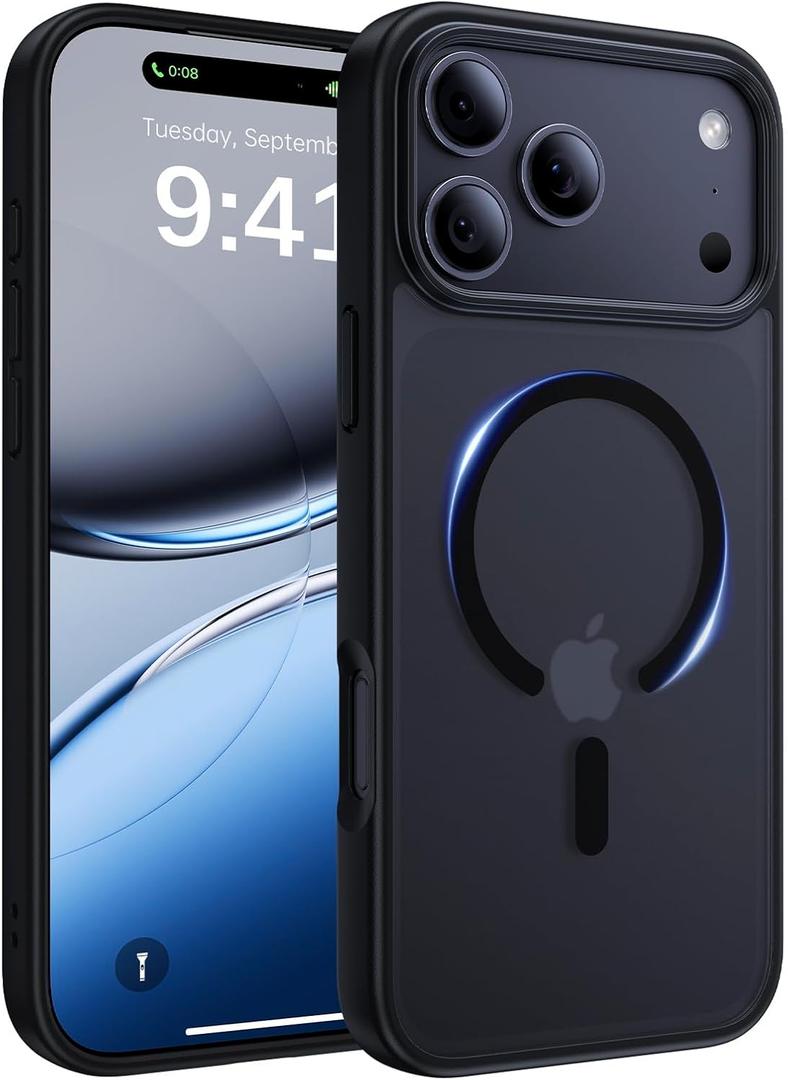 Magnetic for iPhone 17 Pro Max Case, [Anti-Slip] [Military-Grade Drop Protection] [Camera Protection] Skin-Friendly Slim Matte Shockproof Protective Case for iPhone 17 Pro Max, Black