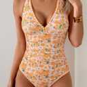 B2prity One Piece Swimsuit for Women Tummy Control Ruched Bathing Suit Push Up Tie Back Swimwear Shell Stitched (M)