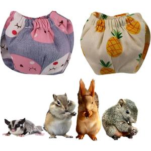 2PCS Squirrel Diapers, Reusable Diapers for Hamster, Fancy Rat, Groundhog, Small Pet (Purple, S, Count, 1)