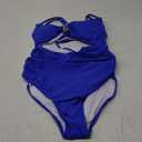 One Piece Swimsuit for Women Tummy Control Ruched Bathing Suit V Neck Cutout Slimming Swimwear Large, Royal Blue 