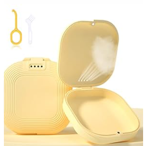 Retainer Case with Vent Holes, Aligner Case for Invisalign, Portable Aligner Kit, Removable Silicone Liner, Orthodontic Storage Box Secure Magnetic Closure for Travel - Yellow