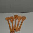 MFC 5-Piece Wooden Cooking Spoons - Kitchen Set from Natural Cherry Wood - Wooden Spoons for Cooking - Funny Utensil Set with Smiley Faces - Cooking Multipurpose Wood Utensils