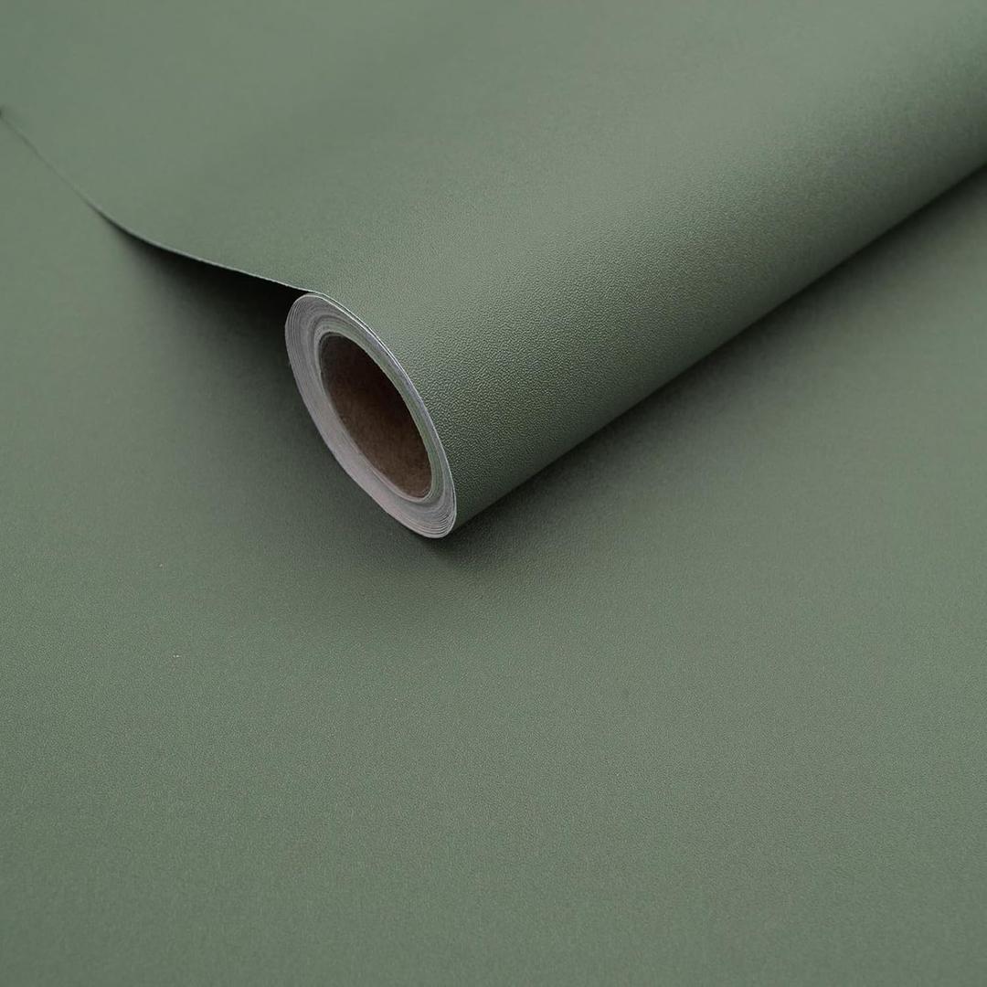 Yancorp 24"x394"/32.8' Matte Sage Green Peel and Stick Wallpaper Removable Contact Paper for Cabinets and Drawers Stick on for Bedroom Kitchen Self-Adhesive