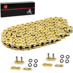 Heavy Duty O-Ring Drive Chain (Gold) Compatible with Yamaha Warrior 350 Raptor 350 700 700R YFZ450 YFZ450R XT250 XT550 YZ100 Outlaw 450 525 QuadRacer LT500R KLT200 KLT250 KE250 KZ200