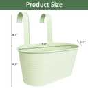 Balcony Hanging Planters Flower Pots, 10" Metal Flower Pots for Outdoor Balcony Rails, Fence Pot Hanging Plant Holders with Detachable Hooks for Garden Patio Yard Decor (Mint Green, 4Pcs)