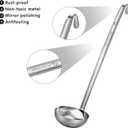 meekoo 3 Pieces Stainless Steel Ladle Soup Handle Ladle with Pouring Rim for Kitchen Cooking Soup Sauce (8 oz)