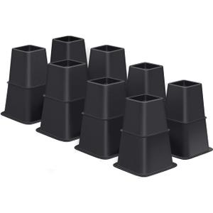 Bed Risers 8 inch Heavy Duty,Elevation in Heights 3, 5, 8 InchAdjustable Furniture Risers for Chair Table and Desk Legs Lifting (8 Pack, Black)